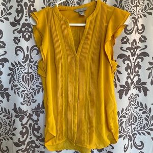 H&M Mustard Ruffle Sleeve Top